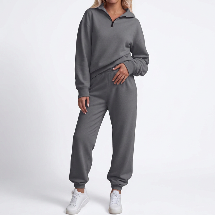Lurina | Oversized Quarter-Zip Sweatshirt &amp; Jogger Set