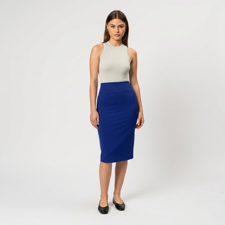 Women’s Pencil Skirt with High Waist and Midi Length