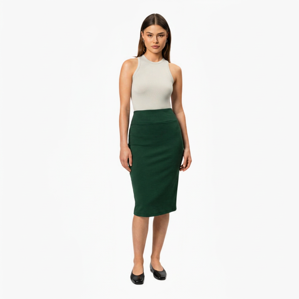 Women’s Pencil Skirt with High Waist and Midi Length
