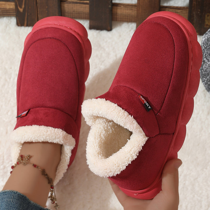 Warm Suede House Shoes for Women and Men with Rubber Sole