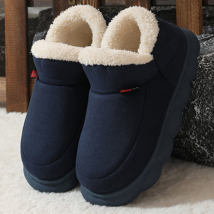Warm Suede House Shoes for Women and Men with Rubber Sole