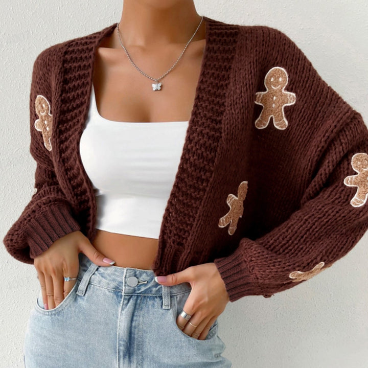 Gingerbread Man Knit Sweater with V-Neck
