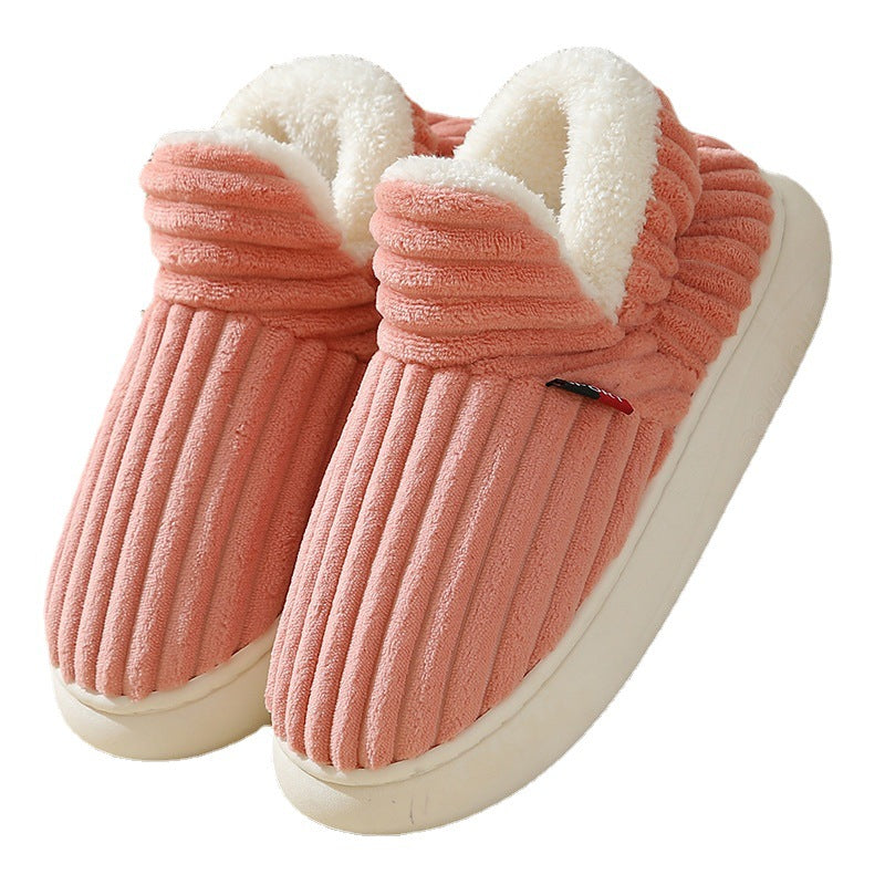 Winter Plush Striped House Slippers, Indoor and Outdoor