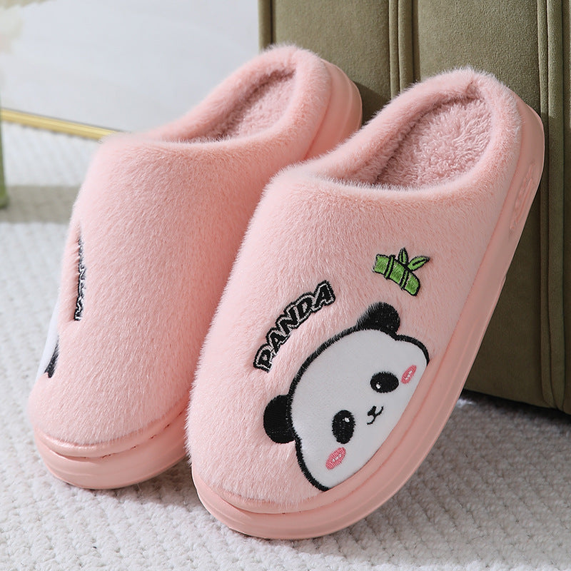 Cute Cartoon Panda Slippers, Thick-Soled Winter Warm