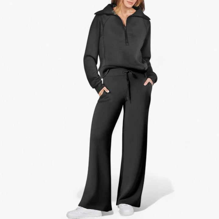 Women’s Two-Piece Lounge Set with Zip-Up Top and Matching Bottoms