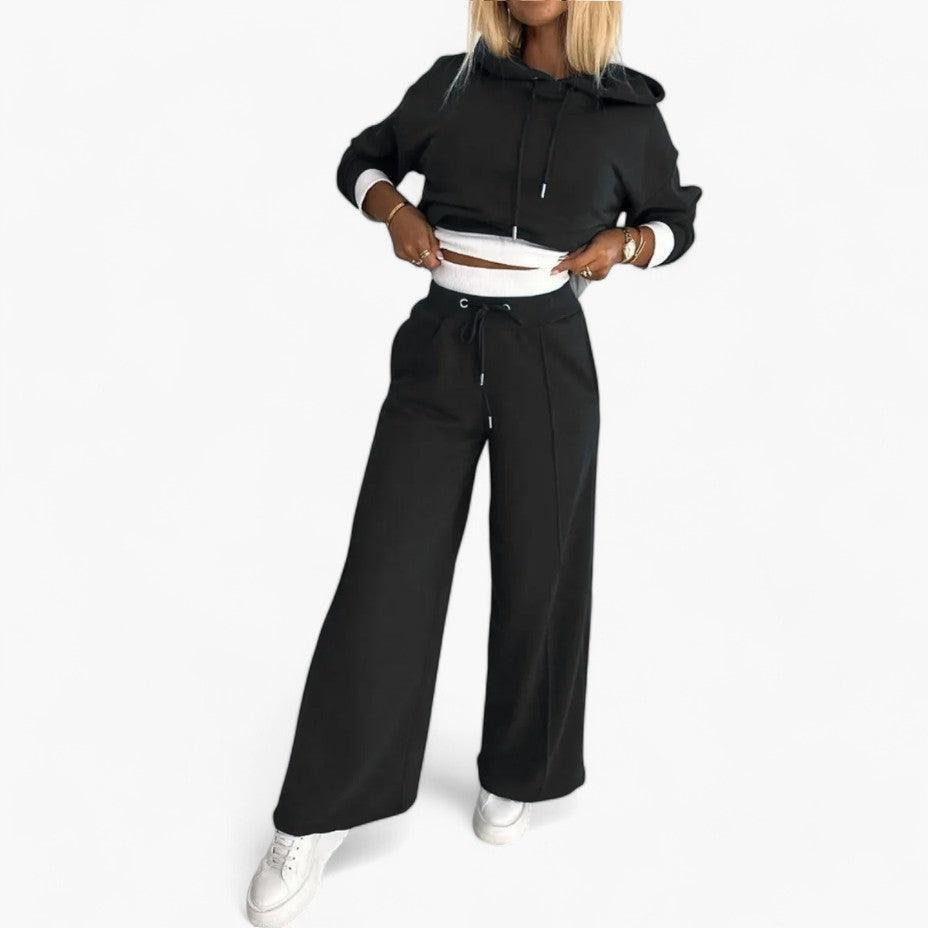 Women’s Two-Piece Hoodie and Jogger Set with Relaxed Fit