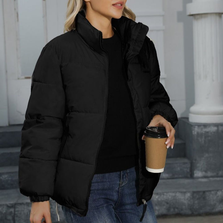 Woman wearing a padded puffer jacket
