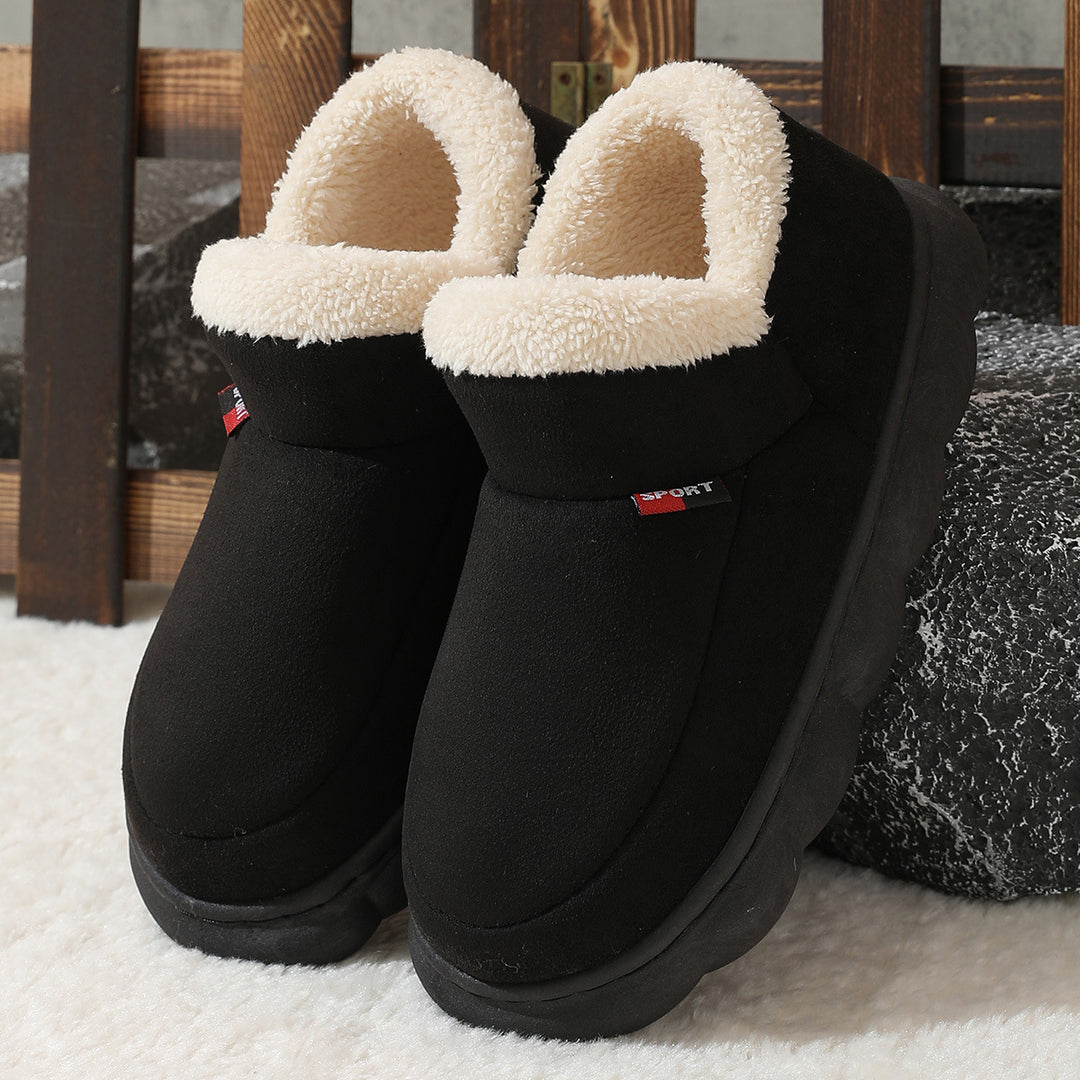 Warm Suede House Shoes for Women and Men with Rubber Sole