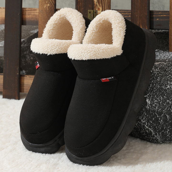 Warm Suede House Shoes for Women and Men with Rubber Sole