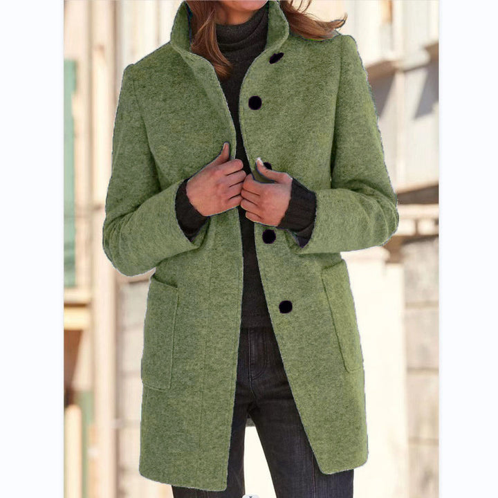 Stand collar button coat with pockets in a slim fit