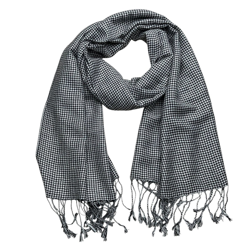 Black and White Graphic Jacquard Scarf, Soft Acrylic Winter Wrap