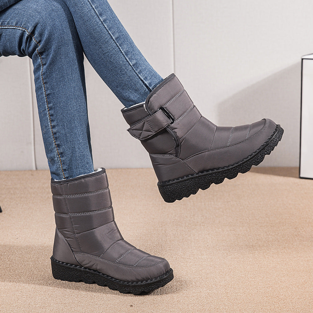 Waterproof Platform Snow Boots for Women – Plush Lined, Buckle Strap
