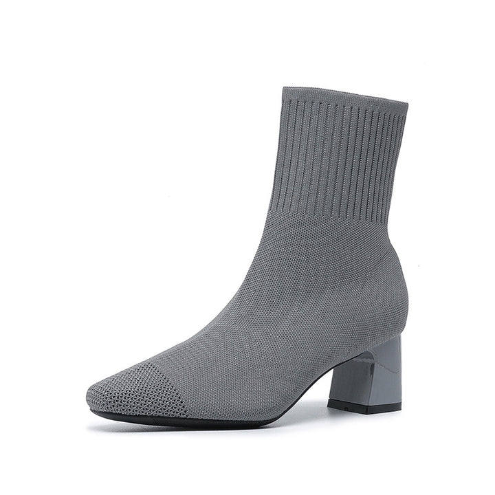 Knit Sock Boots for Women, Elastic Chunky Heel Boots