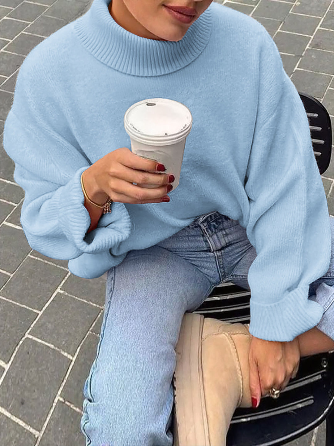Sweet Crew Neck Sweater for Women, Loose Pullover Top