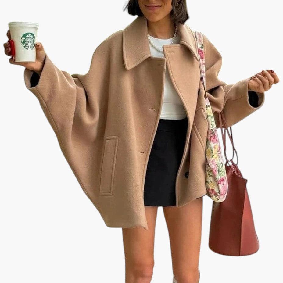 Women’s Winter Coat with Button Fastening and Shaped Silhouette