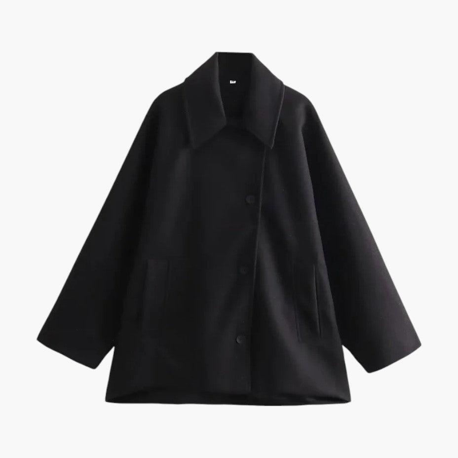 Women’s Winter Coat with Button Fastening and Shaped Silhouette
